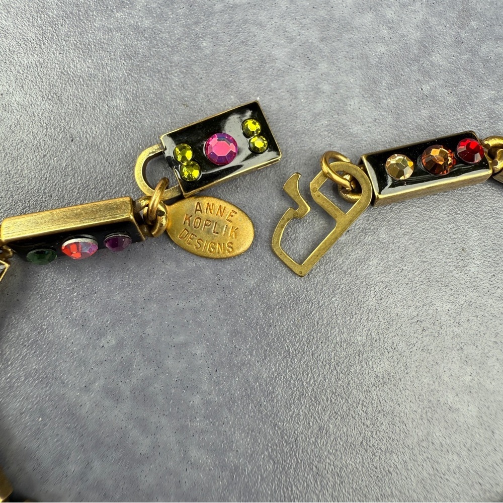 Anne Koplik Vintage Multicolor Rectangular Chain Link Bracelet - Picture 3 of 8